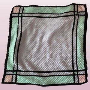 25x25 Pleated Chiffon Square Scarf w/ Geometric Pattern